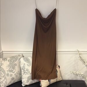 Wayf Chocolate strapless Slip Dress